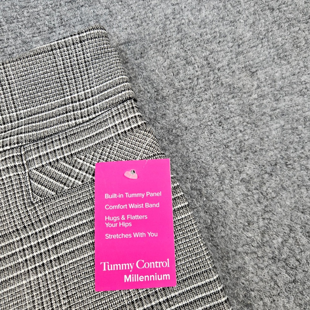 Kim Rogers Millennium Tummy Control Straight Leg Plaid Pants Black White Size 10 - Picture 5 of 11